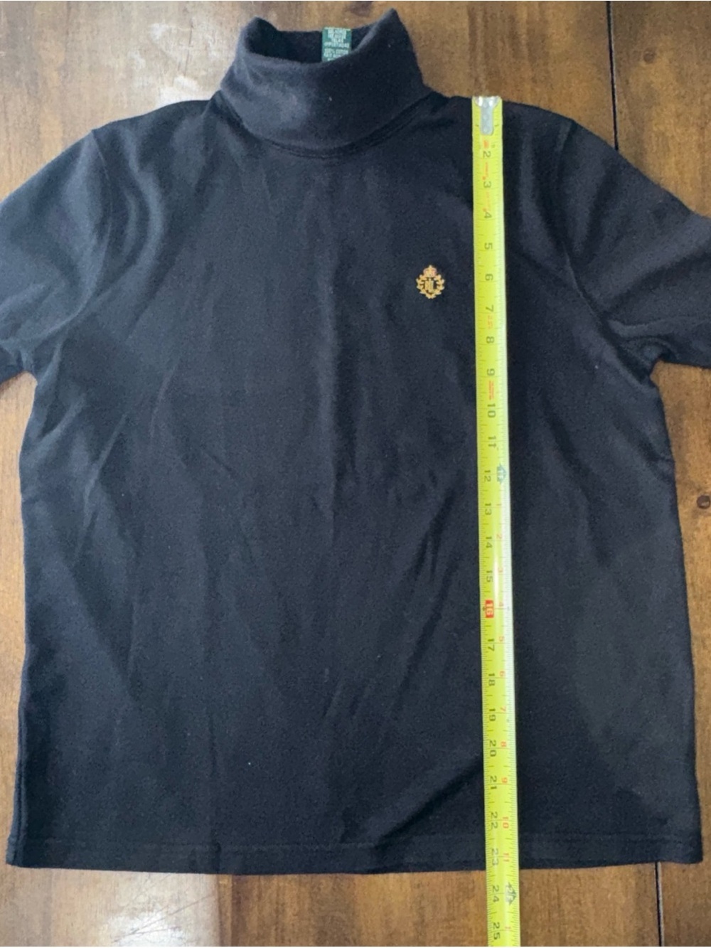 VTG Lauren Ralph Lauren Black Cotton Turtleneck Embroidered Logo Womens L - Picture 8 of 8
